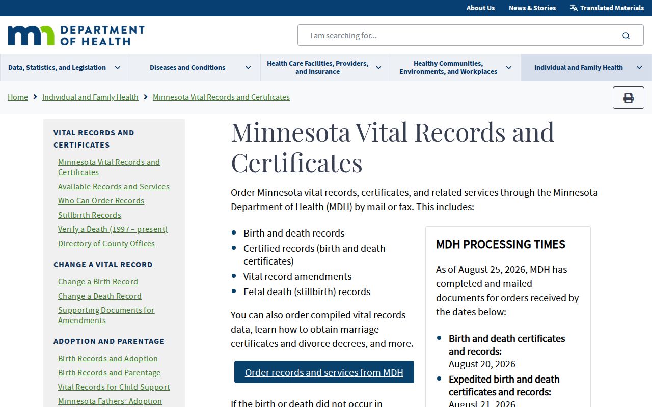 Eagan resident lookup through Minnesota vital records access information