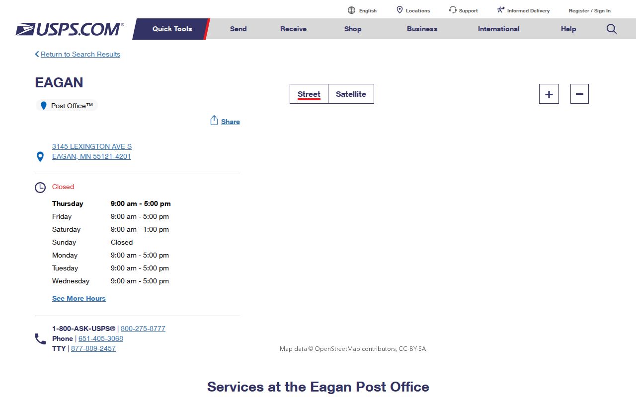 Eagan ZIP code directory USPS Eagan sorting and delivery center